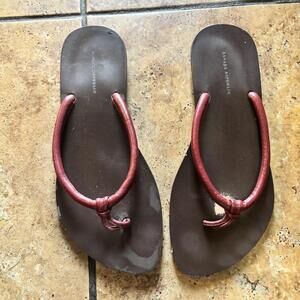 Dark Brown And Red Leather